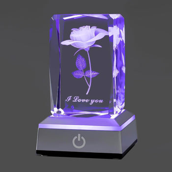 3D Rose Crystal Multicolor Nightlight,I Love You Decolamp,Perfect Mothers Day Gifts for Mom Mother My Girlfriend Wife Her,Unique Valentines Anniversary Birthday Presents Ideas